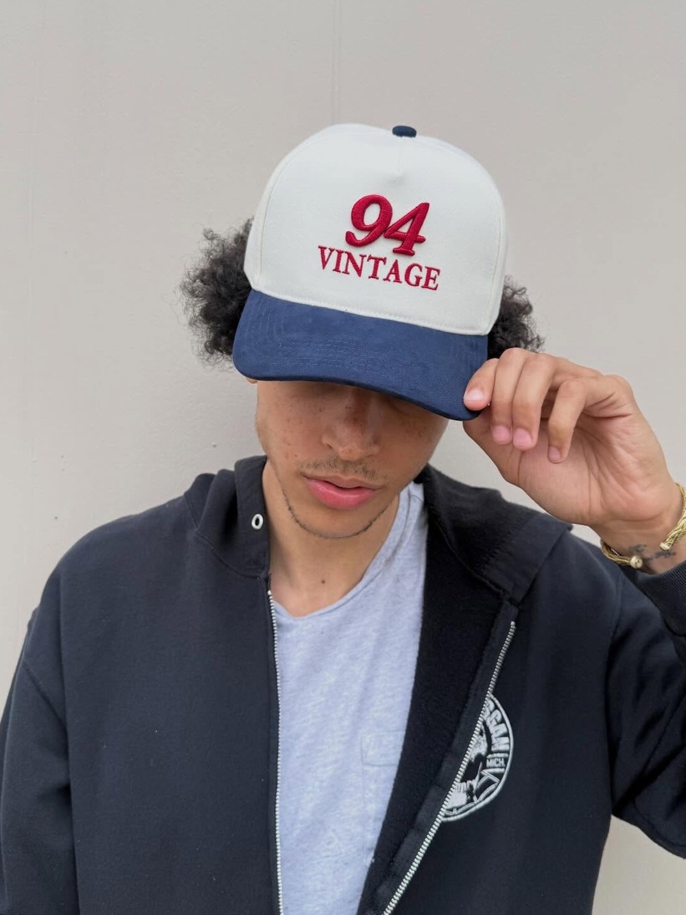 '94 Vintage Two-Tone Baseball Cap - White & navy